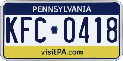 PA license plate KFC0418