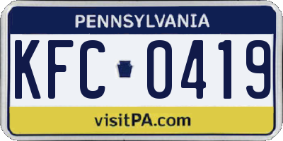 PA license plate KFC0419