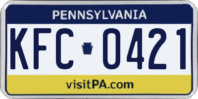 PA license plate KFC0421