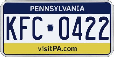 PA license plate KFC0422