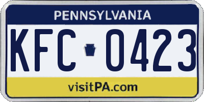 PA license plate KFC0423