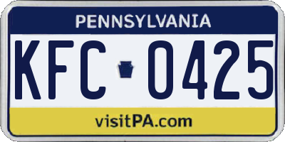 PA license plate KFC0425