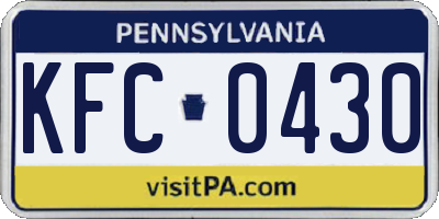 PA license plate KFC0430
