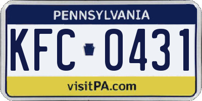 PA license plate KFC0431