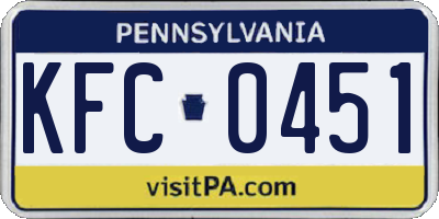 PA license plate KFC0451