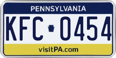 PA license plate KFC0454