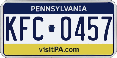 PA license plate KFC0457