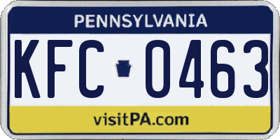 PA license plate KFC0463