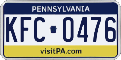 PA license plate KFC0476