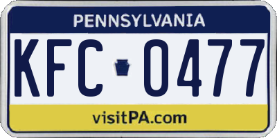 PA license plate KFC0477