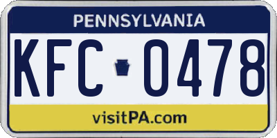 PA license plate KFC0478