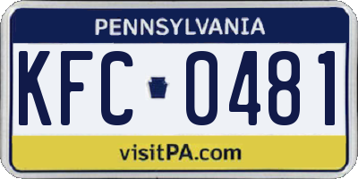 PA license plate KFC0481
