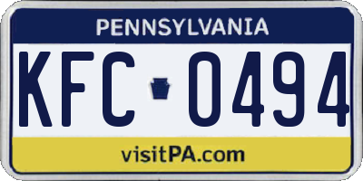PA license plate KFC0494