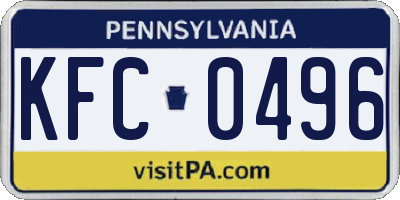 PA license plate KFC0496