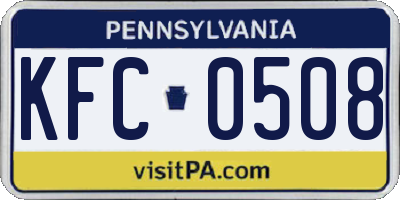 PA license plate KFC0508