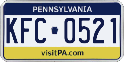 PA license plate KFC0521