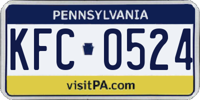 PA license plate KFC0524