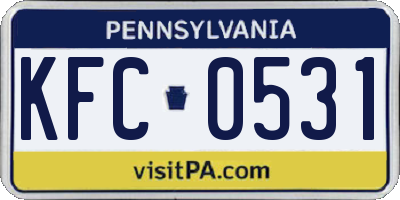 PA license plate KFC0531