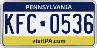 PA license plate KFC0536