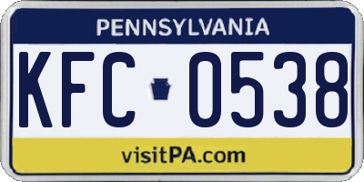 PA license plate KFC0538
