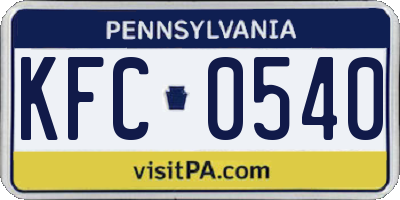 PA license plate KFC0540