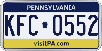 PA license plate KFC0552