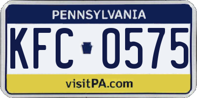 PA license plate KFC0575