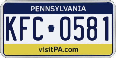 PA license plate KFC0581