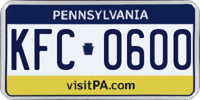 PA license plate KFC0600