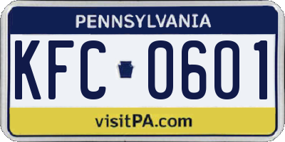 PA license plate KFC0601