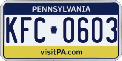 PA license plate KFC0603