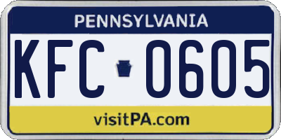 PA license plate KFC0605