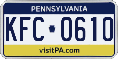 PA license plate KFC0610