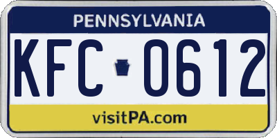 PA license plate KFC0612