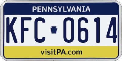 PA license plate KFC0614