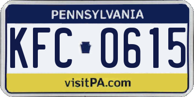 PA license plate KFC0615