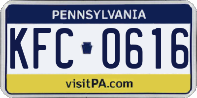 PA license plate KFC0616