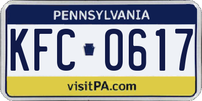 PA license plate KFC0617