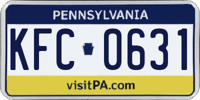 PA license plate KFC0631