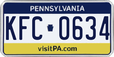 PA license plate KFC0634