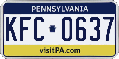 PA license plate KFC0637