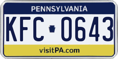 PA license plate KFC0643