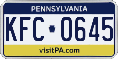 PA license plate KFC0645