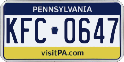 PA license plate KFC0647