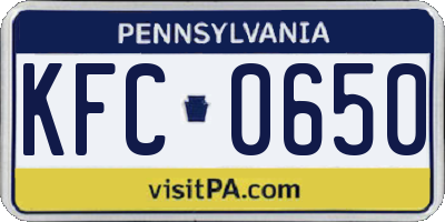 PA license plate KFC0650