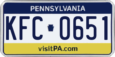 PA license plate KFC0651