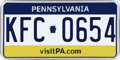 PA license plate KFC0654
