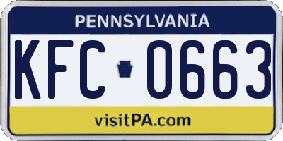 PA license plate KFC0663