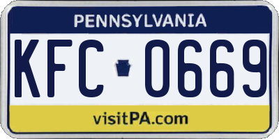 PA license plate KFC0669