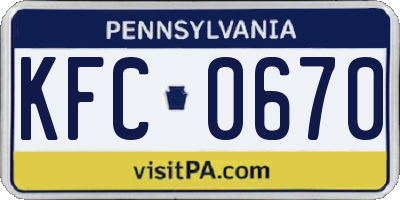 PA license plate KFC0670